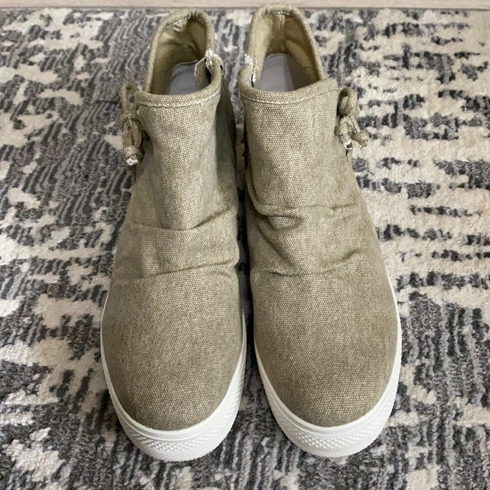 Tan wedge shoes